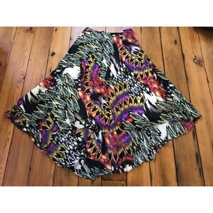 Casual Studio Multicolor High Low Full Lining Zip Button Rayon India Skirt L 30"
